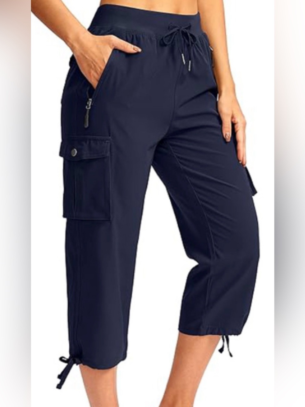 Soothfeel Women's Black Cargo Capris Pants sz XXL(20)